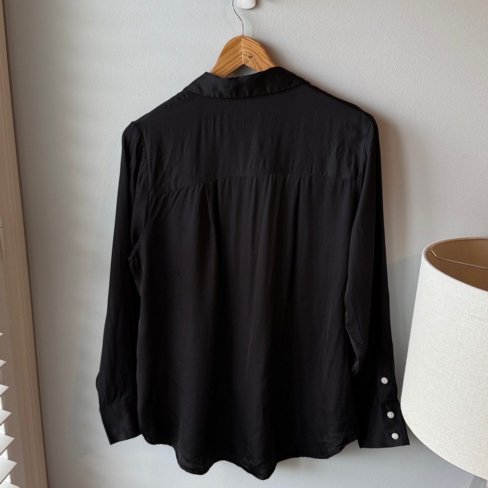 Anthropologie Black Viscose Satin Button Down‎ - Picture 5 of 6